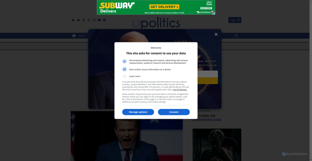 Security scan screenshot of https://upolitics.com/news/after-defense-secretary-sec-pete-hegseth-blocks-promotions-for-2-black-2-female-army-officers-many-in-military-question-his-motives/