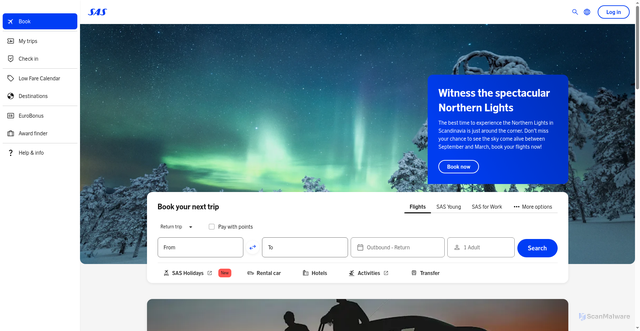 Security scan screenshot of https://www.flysas.app/