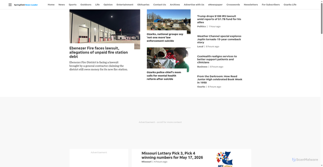 Security scan screenshot of https://news-leader.com