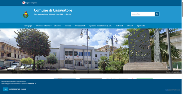 Security scan screenshot of https://www.comune.casavatore.na.it/hh/index.php