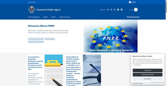 Security scan screenshot of https://comune.vado-ligure.sv.it:443/