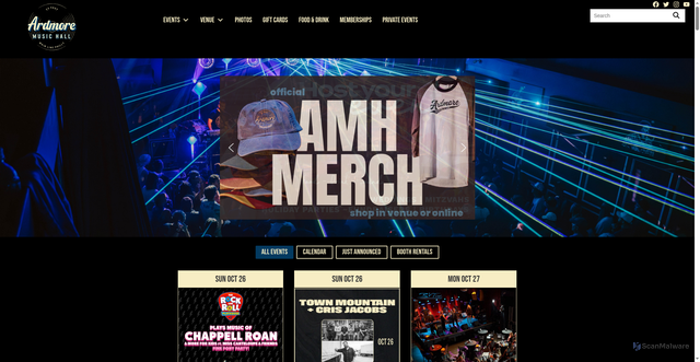 Security scan screenshot of https://ardmoremusichall.com/