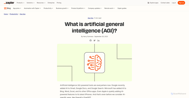 Security scan screenshot of https://zapier.com/blog/artificial-general-intelligence/
