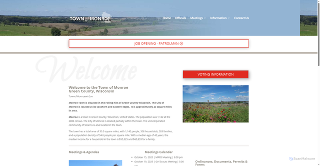 Security scan screenshot of https://townofmonroewi.gov/