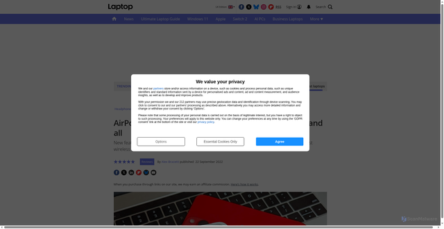 Security scan screenshot of https://www.laptopmag.com/reviews/airpods-pro-2