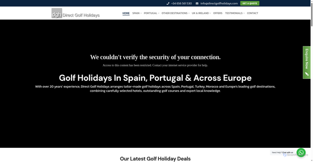 Security scan screenshot of https://directgolfholidays.com/