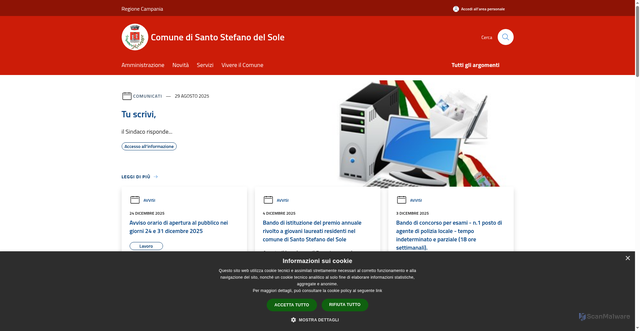 Security scan screenshot of https://www.comune.santostefanodelsole.av.it/it