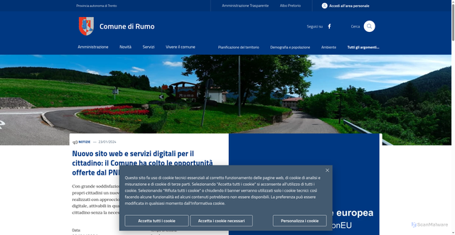 Security scan screenshot of https://www.comune.rumo.tn.it/