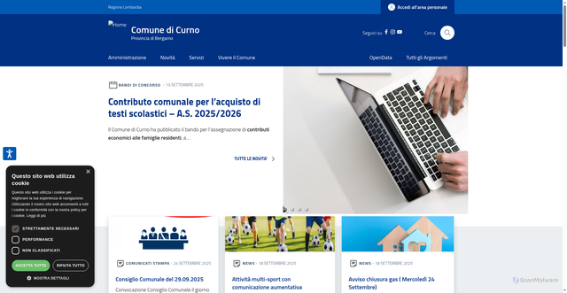 Security scan screenshot of https://www.comune.curno.bg.it/