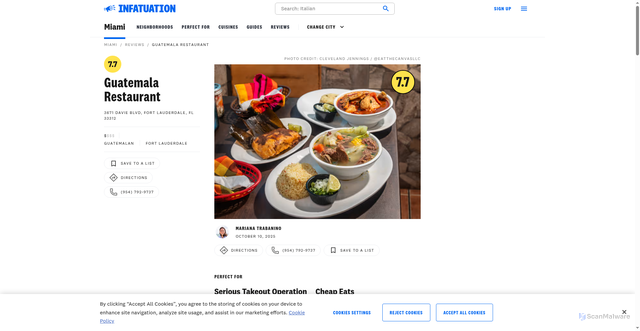 Security scan screenshot of https://www.theinfatuation.com/miami/reviews/guatemala-restaurant