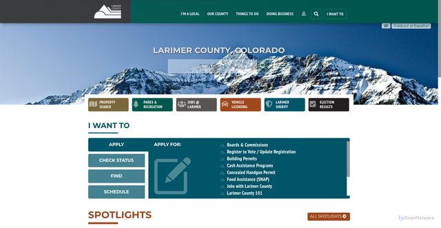 Security scan screenshot of https://www.larimer.gov/
