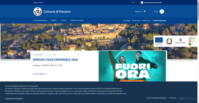 Security scan screenshot of https://www.comune.paciano.pg.it