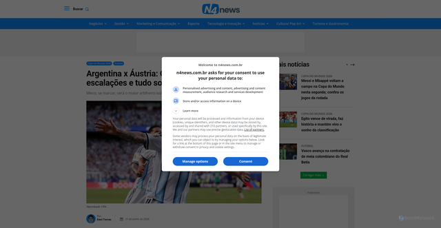 Security scan screenshot of https://n4news.com.br/argentina-x-austria-onde-assistir-provaveis-escalacoes-e-tudo-sobre-o-grupo-j/