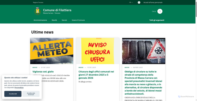 Security scan screenshot of https://comune.filattiera.ms.it/