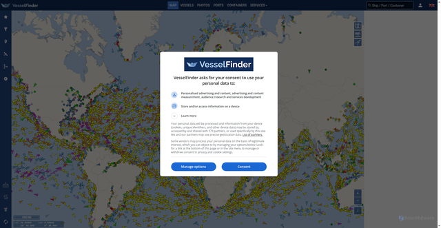 Security scan screenshot of https://www.vesselfinder.com/