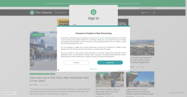 Security scan screenshot of https://www.theurbanist.org
