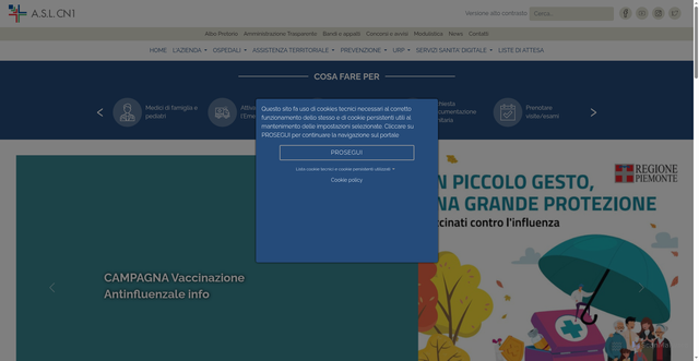 Security scan screenshot of https://www.aslcn1.it/