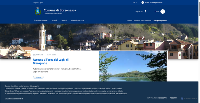 Security scan screenshot of https://www.comune.borzonasca.ge.it/