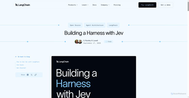 Security scan screenshot of https://www.langchain.com/blog/building-a-harness-with-jev