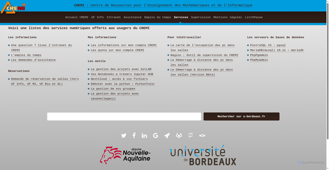 Security scan screenshot of https://services.emi.u-bordeaux.fr