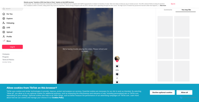 Security scan screenshot of https://vt.tiktok.com/ZSXTRL9WP/
