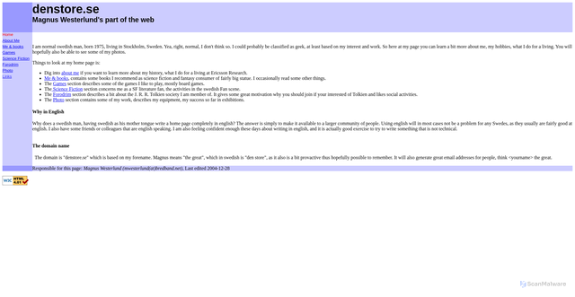 Security scan screenshot of https://denstore.se