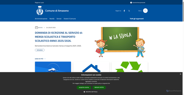 Security scan screenshot of https://www.comune.amaseno.fr.it/it
