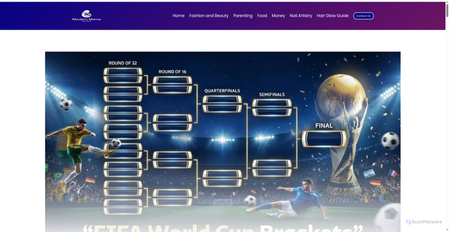 Security scan screenshot of https://modernmamaguides.com/fifa-world-cup-brackets/
