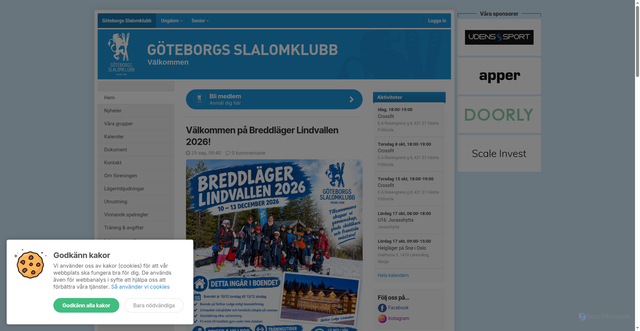 Security scan screenshot of https://goteborgsslalomklubb.se