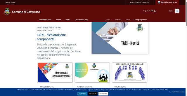 Security scan screenshot of https://www.comune.gavorrano.gr.it/