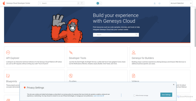 Security scan screenshot of https://developer.genesys.cloud