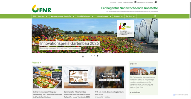 Security scan screenshot of https://www.fnr.de/