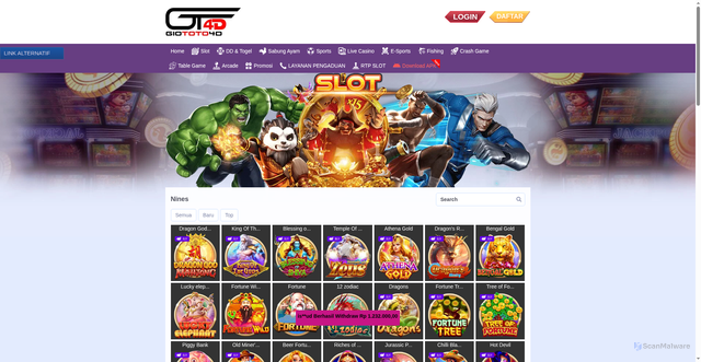 Security scan screenshot of https://ramadhanberkah.top/desktop/game/slot/nines