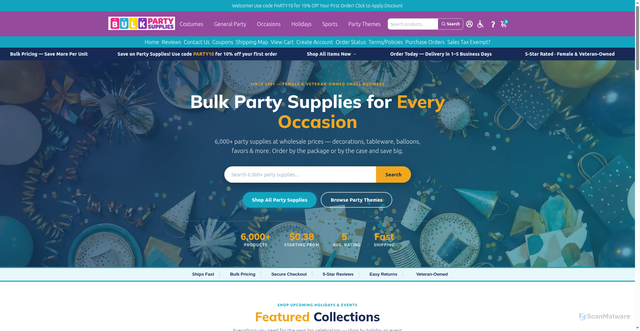 Security scan screenshot of https://bulkpartysupplies.com