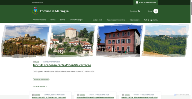 Security scan screenshot of https://www.comune.marsaglia.cn.it/