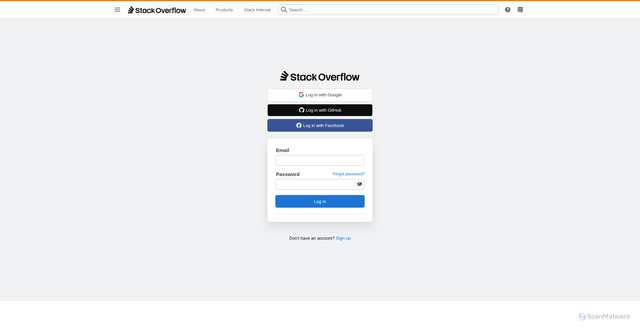 Security scan screenshot of https://stackoverflow.com/users/login