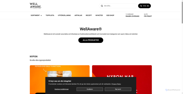 Security scan screenshot of https://havreprotein.se
