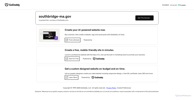 Security scan screenshot of https://southbridge-ma.gov/