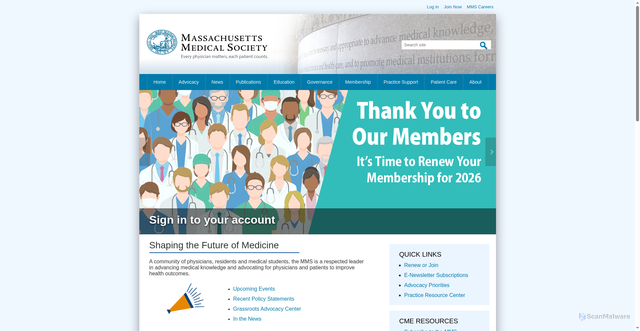 Security scan screenshot of https://www.massmed.org/
