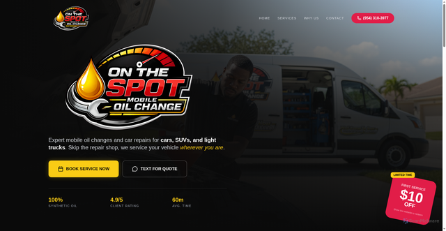 Security scan screenshot of https://onthespotmobileoilchange.com/