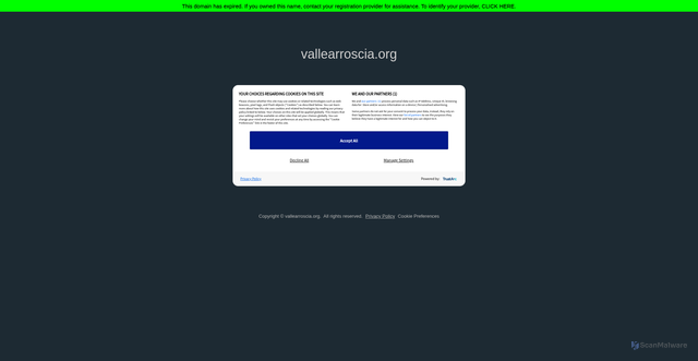 Security scan screenshot of https://www.vallearroscia.org/