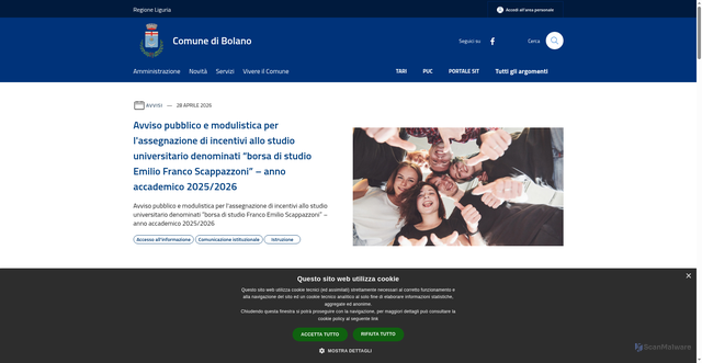 Security scan screenshot of https://www.comune.bolano.sp.it