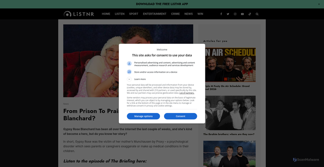 Security scan screenshot of https://articles.listnr.com/news/from-prison-to-praise-who-is-gypsy-rose-blanchard/