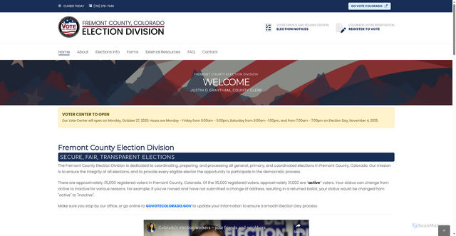Security scan screenshot of https://www.fremontcountyelectionsco.gov/
