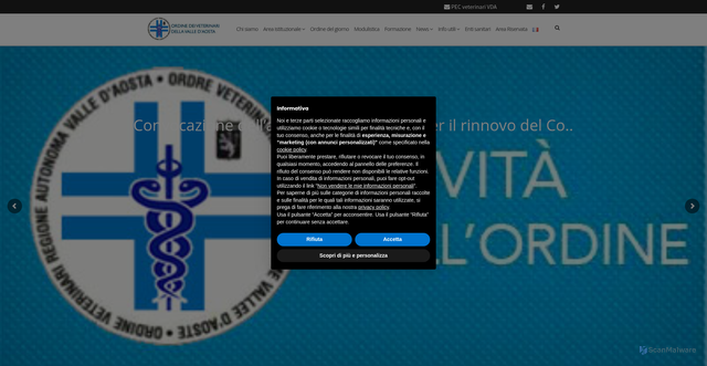 Security scan screenshot of https://www.veterinari.vda.it/