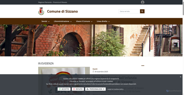 Security scan screenshot of https://www.comune.sizzano.no.it/it-it/home