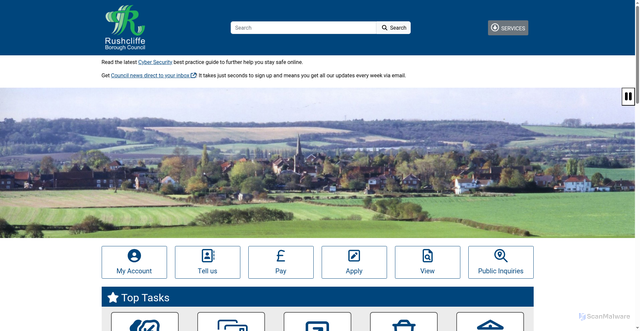 Security scan screenshot of http://www.rushcliffe.gov.uk