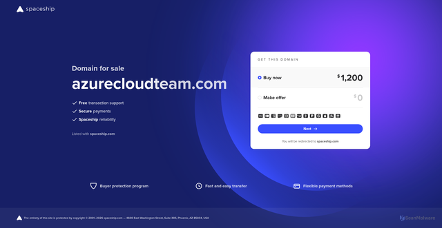 Security scan screenshot of https://azurecloudteam.com