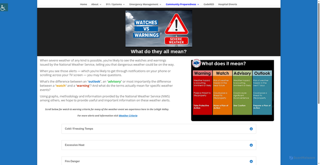 Security scan screenshot of https://ncem-pa.org/watch-vs-warning/