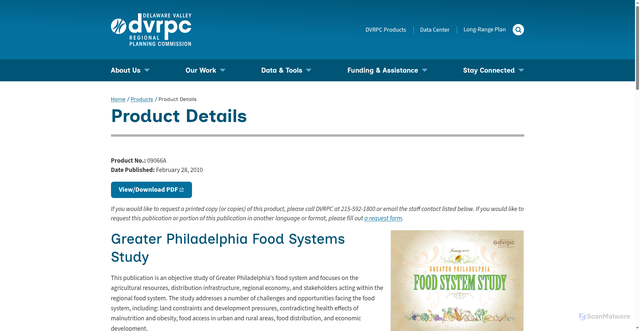 Security scan screenshot of https://www.dvrpc.org/products/09066a